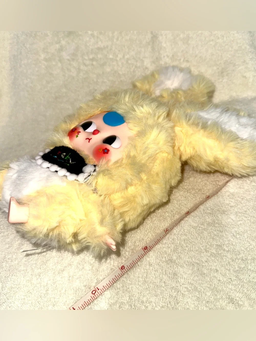 Baby Three Yellow Bunny Plush Doll Black Bib Blind Box Toy